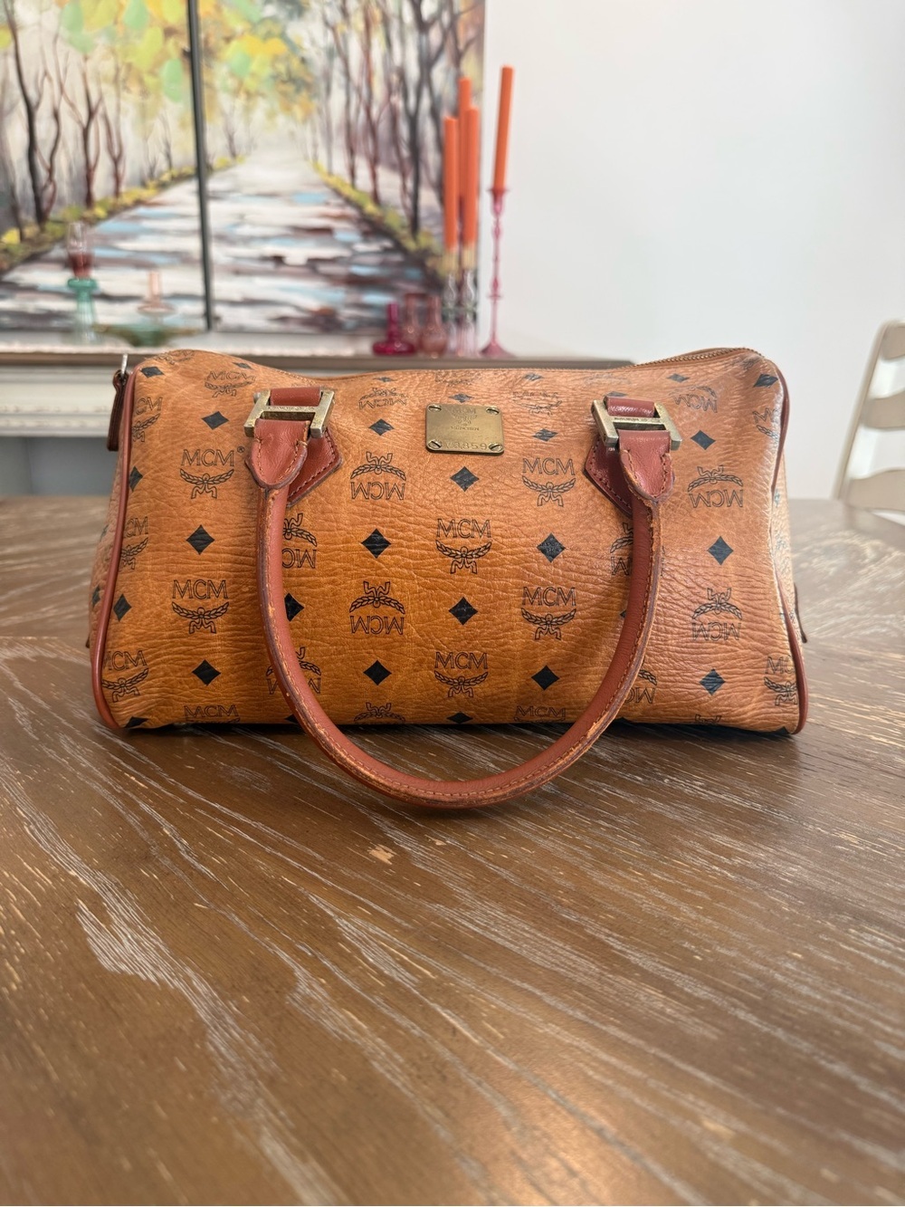 MCM Handbag Brown Leather